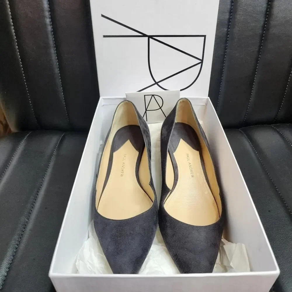 Paul Andrew Zoya Suede Flats in Gravel - Size 9 - Box, Dust Bag, Care Card - Picture 4 of 6